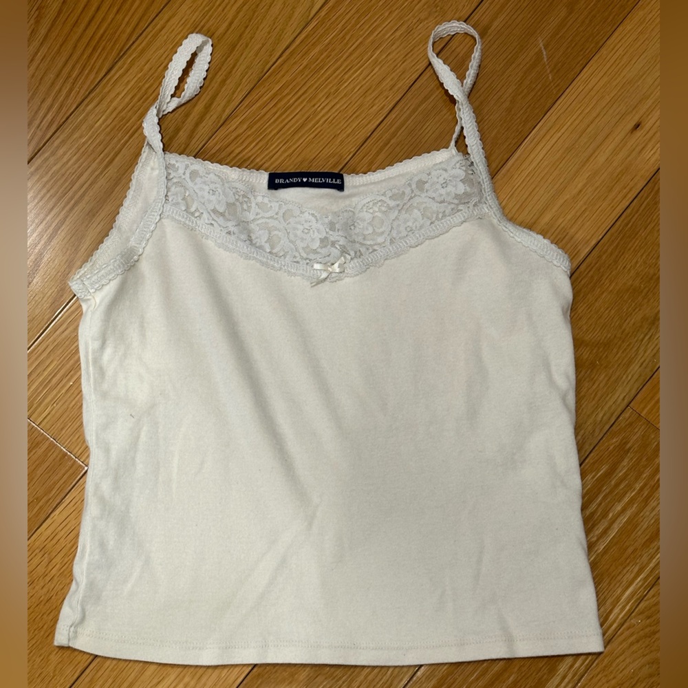 Brandy Melville Cream Lace Trim Tank Top